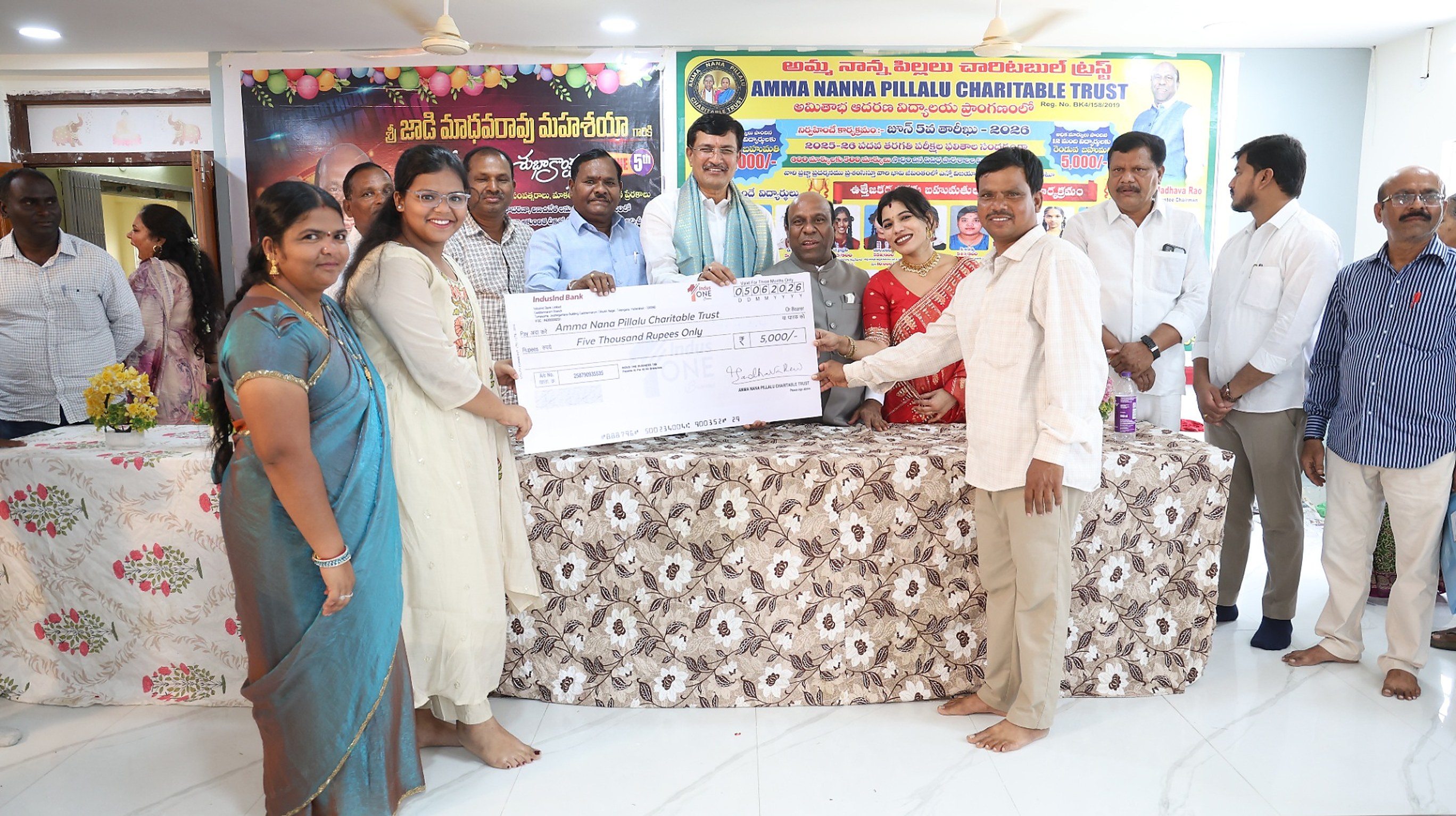 A student being felicitated at the Foundation's scholarship ceremony